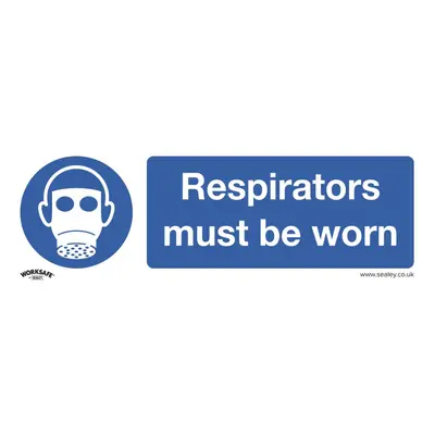 Sealey Worksafe® Respirators Must Be Worn Safety Sign, Rigid Plastic - Pack of SS56P10