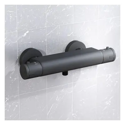 Nes Home Matte Black Round Thermostatic Shower Bar Valve with Single Outlet