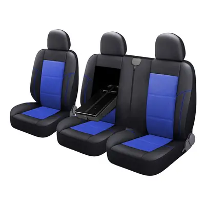 (Blue) 3PCS Car Seat Covers Cushion Pad Headrest Cover For Ford Transit Custom 2016 2018 2020 RH