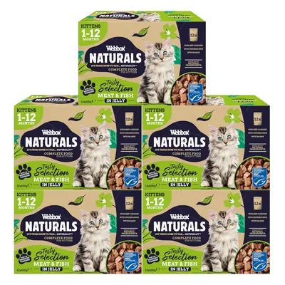 Webbox Naturals Complete Kitten (1-12 Months) Wet Cat Food, x Meat & Fish in Jelly Variety Pack