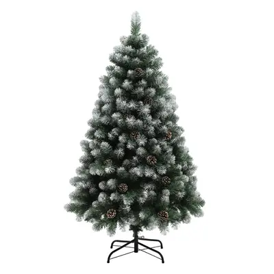 HOMCOM 5ft Artificial Pine Christmas Tree with Pinecones, Steel Base