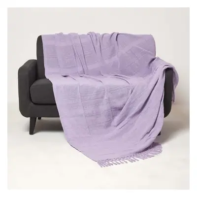 (Lilac, x cm) Kashi Cotton Throw with Tassels