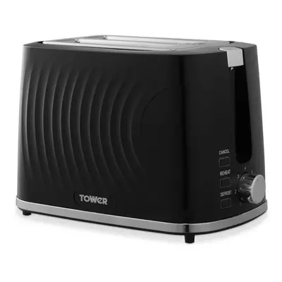 Tower T20090BLK 2-Slice Toaster with Browning Levels, Defrost, Reheat & Cancel Settings, Removab