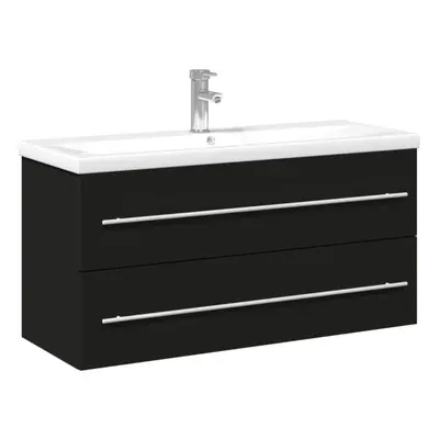 (black, x 38.5 x cm/with faucet) vidaXL Sink Cabinet with Built-in Basin Concrete Grey Engineere