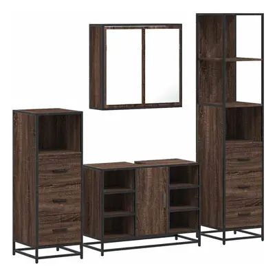 (brown oak) vidaXL 4ÃÂ Piece Bathroom Furniture SetÃÂ Sonoma Oak Engineered Wood