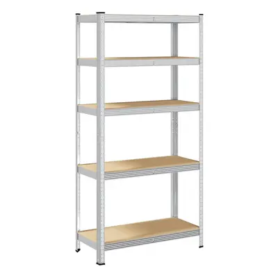 vidaXL 5-Layer Storage Shelf Silver Steel&Engineered Wood garage shelving