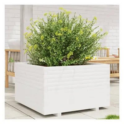 vidaXL Garden Planter White 80x80x49.5 cm Solid Wood Pine