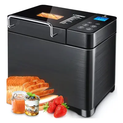 17-in-1 Bread Maker, 2LB Smart Bread Machine with Ceramic Pan, Auto Nut Dispenser, Paddles, 1Hou