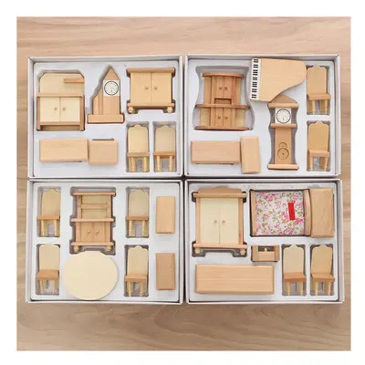 New Pcs 1:24 Scale Dollhouse Miniature Unpainted Wooden Furniture Model Suite