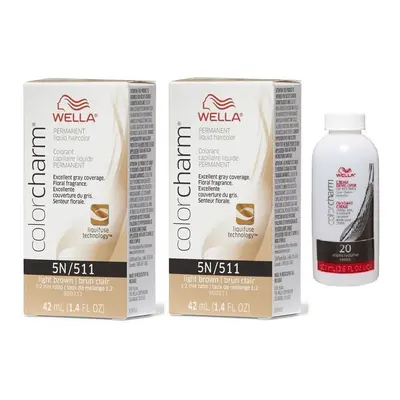 (5N+5N+Developer (Vol. 20) 3.6oz) Wella Color Charm Permanent Liquid Haircolor