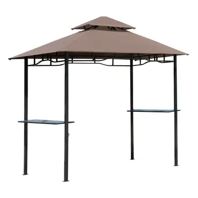 Outsunny Outdoor Double-tier BBQ Gazebo Shelter Grill Canopy Barbecue Tent Patio