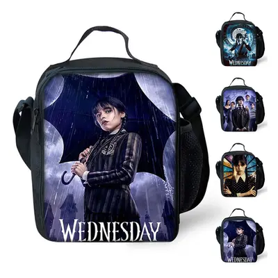 (A) Wednesday The Addams Family Kids Thermal Insulation Lunch Shoulder Bag Office School Picnic 