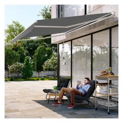 2.5M x 2M Manual Awning Garden Patio Shade Shelter Retractable Canopy Aluminium