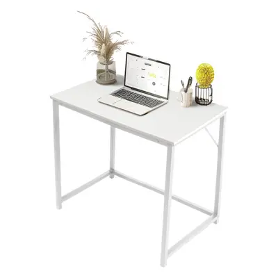 Computer Desk White Finish Sturdy Home Office Workstation