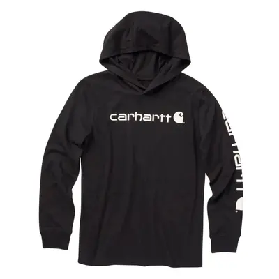 Carhartt Boys LongSleeve Hooded Graphic TShirt Caviar Black Medium