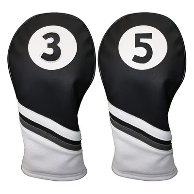 Majek Golf Headcovers Black and White Leather Style & Fairway Head