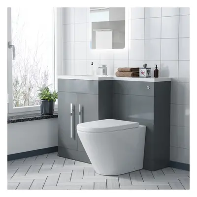 Alaska LH Rimless Round BTW Toilet, WC Unit & Resin Basin Flat Pack