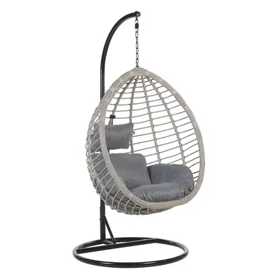 Hanging Chair with Stand TOLLO PE Rattan Grey