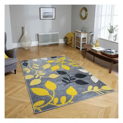 (14. 1 Floral - Grey / Yellow, x cm) Modern Geometric Floral Abstract Area Rugs Check Multi Colo