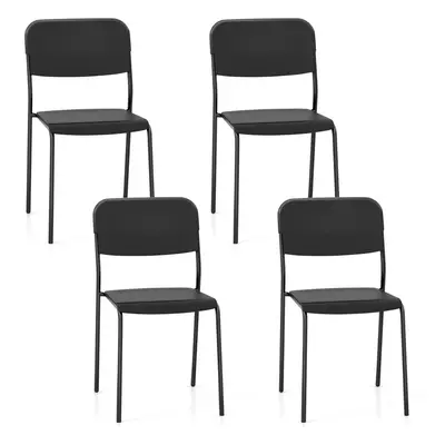 Modern Dining Chairs Set of Stackable Kitchen Chairs-Black