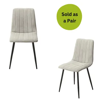 (Light Grey) Home Source Baldwin Pair of Stripe Stitched Dining Chairs