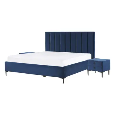 Bedroom Set SEZANNE x cm (EU King Size) Velvet Navy Blue