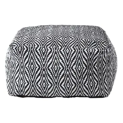 (60 x x cm) Trance Black and White Diamond Pattern Recycled Fibre Square Bean Filled Pouffe