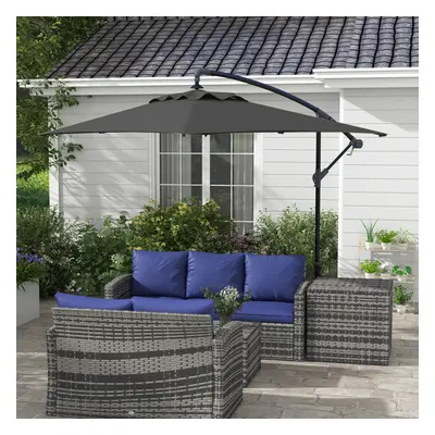 Outsunny m Cantilever Parasol with Cross Base, Crank Handle, Ribs, Black