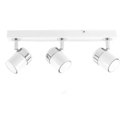 Modern Way Gloss White and Polished Chrome Straight Bar Ceiling Spotlight - with x 5W Cool White