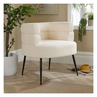 (Cream) Home Source Barrel Boucle Occasional Accent Armchair