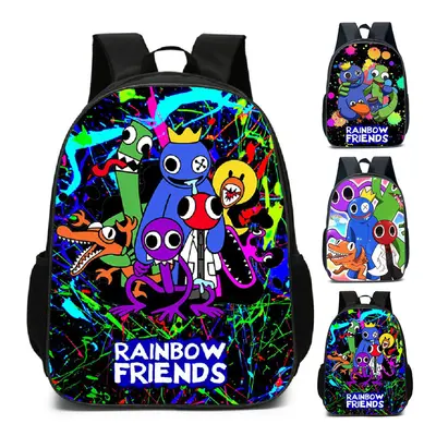 (A) Rainbow Friends Backpack Large Capacity Rucksack Satchel School Bags for Children Boy Girl