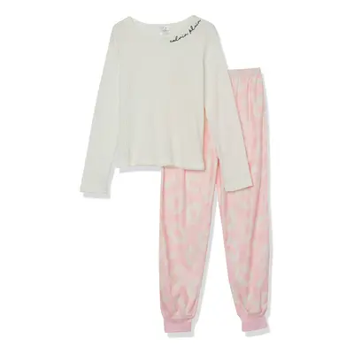 Calvin Klein Girls' Thermal Pajama Set Piece PJ Oversized Leo Medi