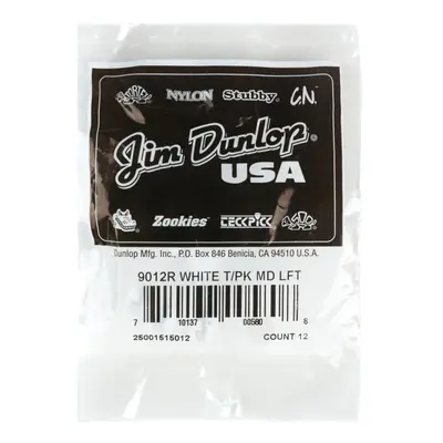 JIM DUNLOP 9012R White Plastic Thumbpicks Left Handed Medium 12/Bag