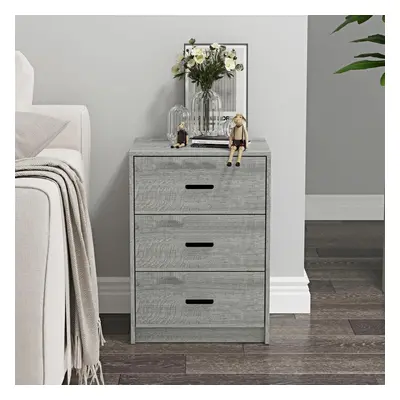 (Ash Grey Oak Carcass Ash Grey Oak Drawers) Drawer Wooden Bedroom Bedside Cabinet (Ash Grey Oak 