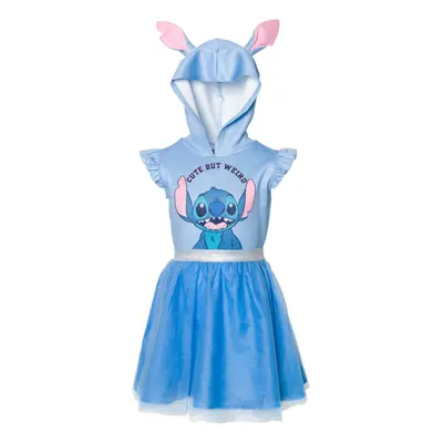 Disney Lilo & Stitch Little Girls Mesh Cosplay Short Sleeve Dress Blue