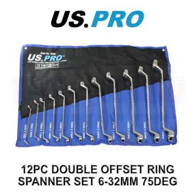 US PRO Tools Piece Double Offset Ring Spanner Set - 32mm 75DEG