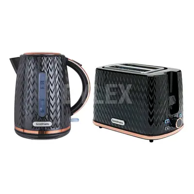 Sleek Modern Black & Copper 1.8L Electric Kettle & Slice Toaster Breakfast Set