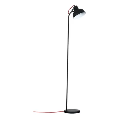 Retro Style Matt Black Metal Curved Design Floor Lamp - Complete with a 4w LED Filament Golfball