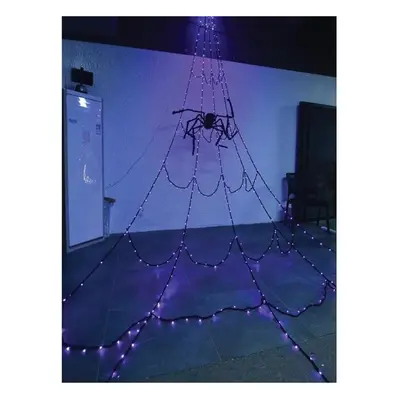 Celebrations LED Prelit Giant Web with Spider Hanging Decor, Orange & Purple - Count