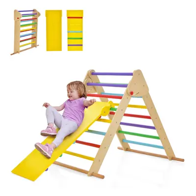 Climbing Triangle Ladder Set Foldable Climbing Frame w/ Reversible Ramp