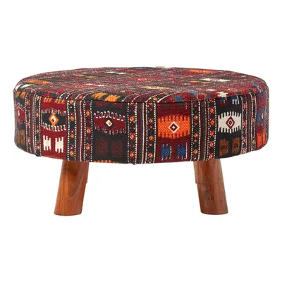 (62 x x cm) Multi Coloured Kilim Footstool with Wooden Legs