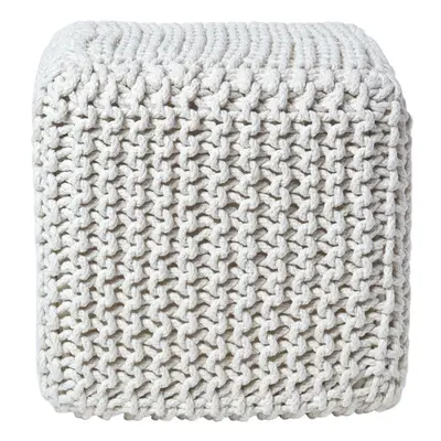 (Natural) Knitted Cotton Cube Footstool x x cm