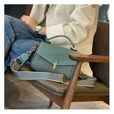 (Almond green) Cow Leather Women's Luxury Bag New Fashion Trendy All-match Genuine Leather Shoul