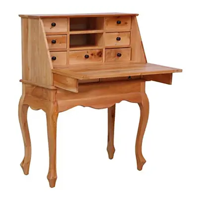 vidaXL Secretary Desk Solid Mahogany Wood Secretair Writing Desk Natural/Brown