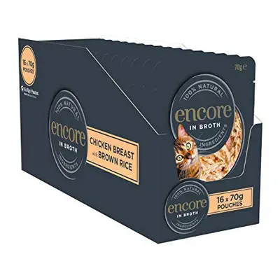 Encore 100% Natural Wet Cat Food, Chicken Breast with Brown Rice, 70g Pouch (16 x 70g Pouches)