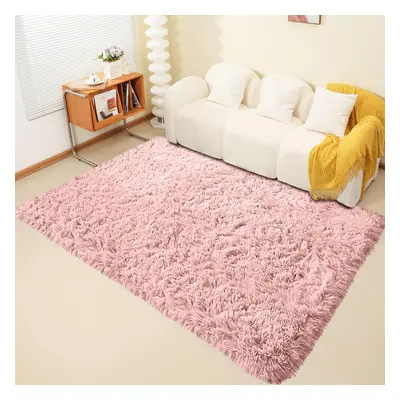 (160cm x 230cm OR 5ft 3" x 7ft 6"- Large Area Rug, Pink- Area Rug) Large Fluffy Shaggy Rugs Non-