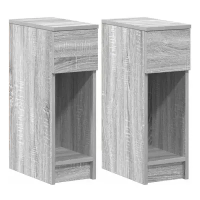 (grey sonoma, pcs) vidaXL Bedside Cabinets with Drawer pcs Smoked Oak 20x36x60 cm bedside table