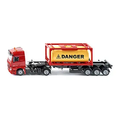 siku 3922, Mercedes-Benz Lorry with Framed Tank Container, 1:50, Metal/Plastic, Red, Incl. Conta