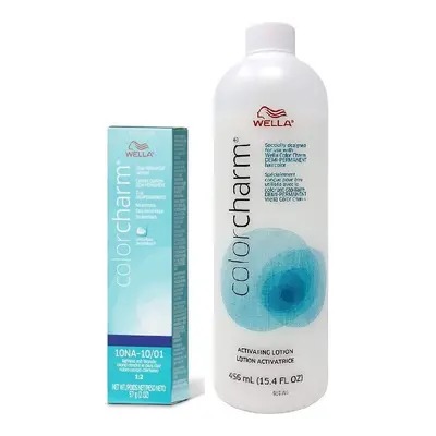 (10NA + Activating Lotion (15.4oz)) Wella Color Charm 10NA Lightest Ash Blonde Demi â Permanen