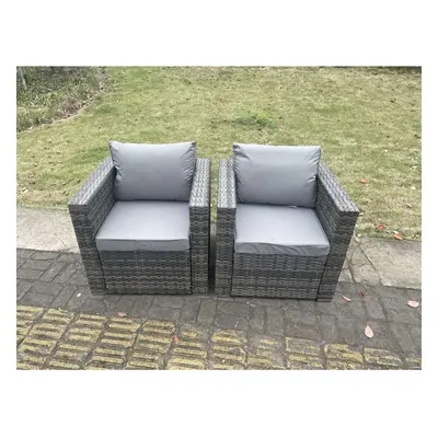 Fimous PC Outdoor Rattan Arm Sofa Chair Garden Furniture With Seat and Back Cushion